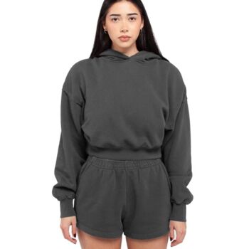 Women's Garment-Dyed Crop Hooded Sweatshirt Thumbnail