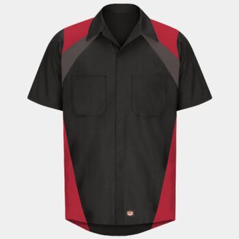 Men's Tri-Color Short Sleeve Shop Shirt Thumbnail